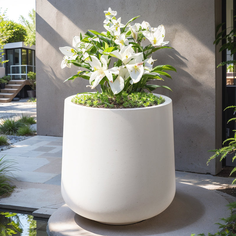 Grand pot à fleurs Brenno, H 17,32 po x l 16,54 po x P 16,54 po, Blanc éclatant