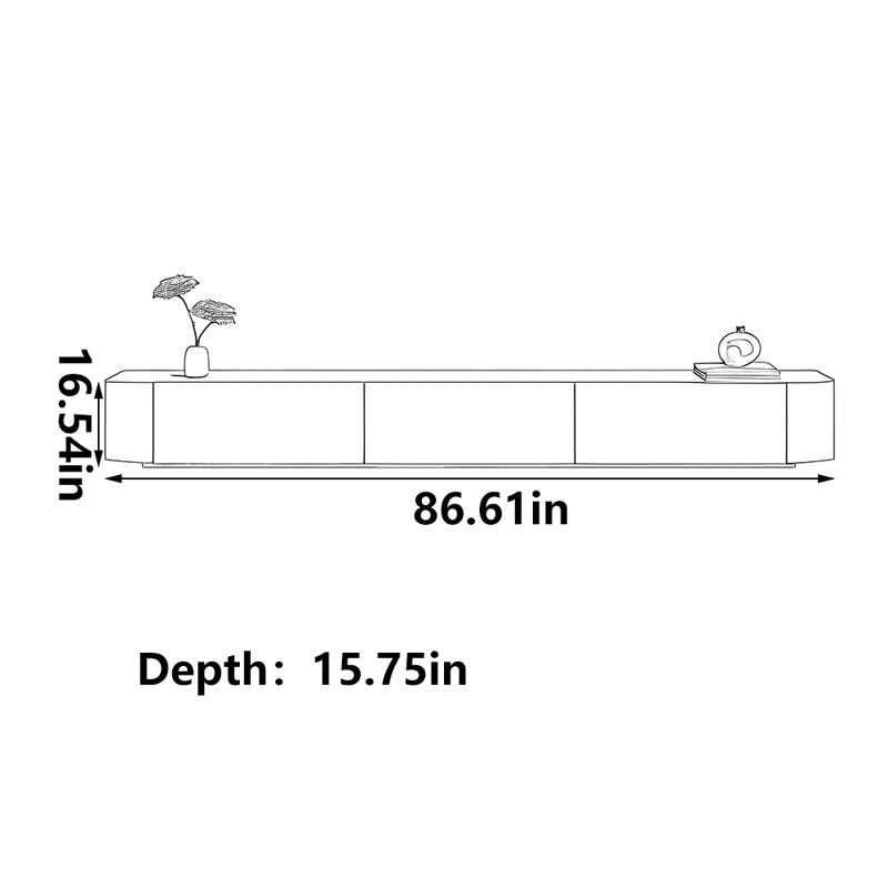 Meuble télé blanc simple, 86.61"