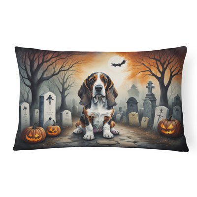 Basset Hound Spooky Halloween Fabric Decorative Pillow