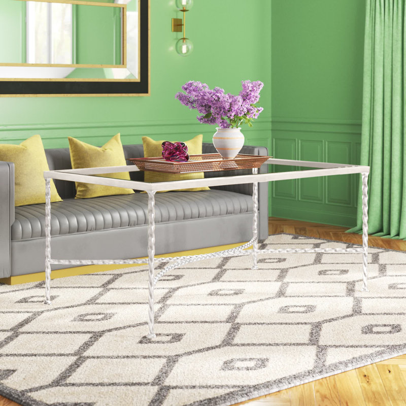 Keely Glass Top Coffee Table, Silver