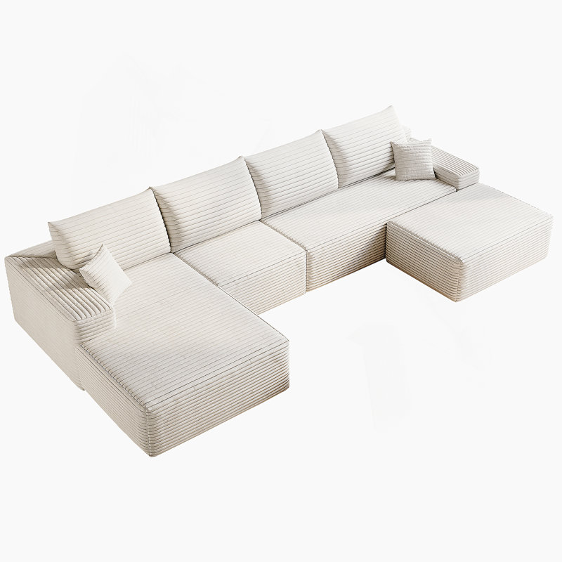 Canapé modulaire de 135 pouces avec repose-pieds Cloud, canapé rembourré minimaliste moderne, canapé en U confortable pour le salon, aucun assemblage requis