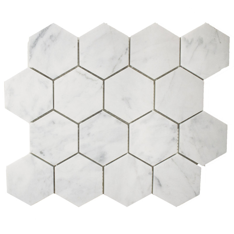 Carreau de mosaïque en marbre nid d'abeille pour mur et plancher 3 po x 3 po Carrara