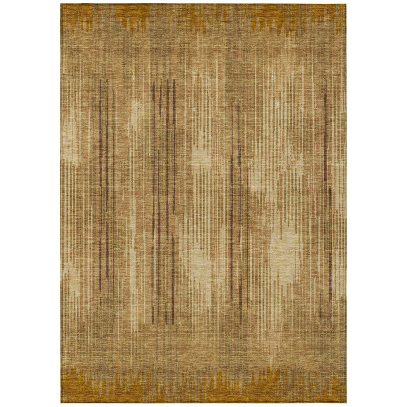 Tapis intérieur lavable rayé en cuivre et brun 9 pi x 12 pi