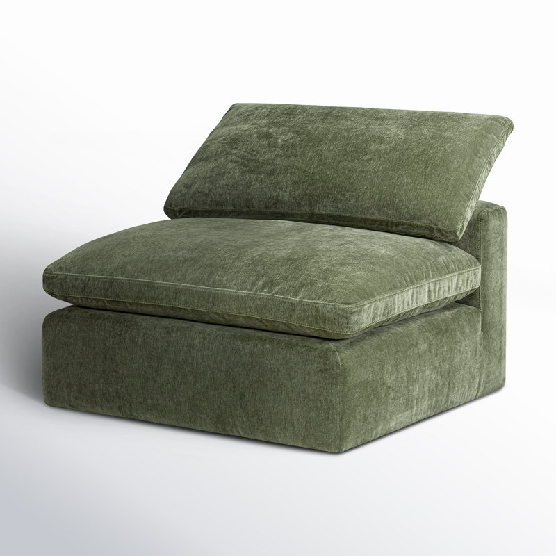 Fauteuil de chambre rembourré Wonardo, Tissu vert Sagano