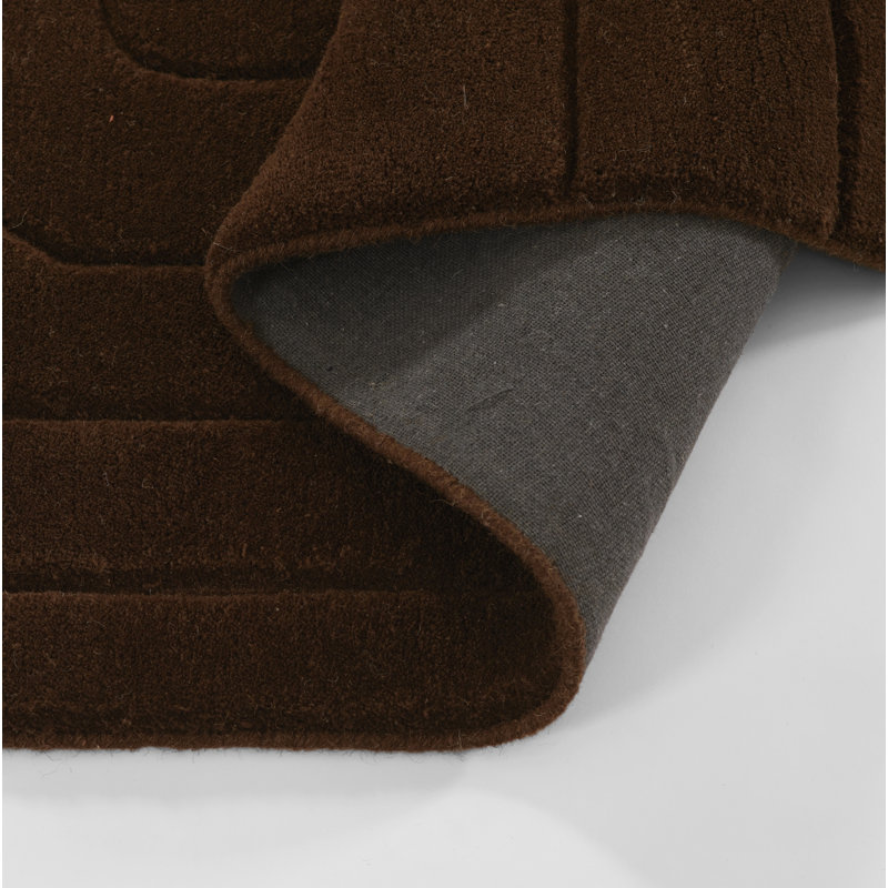 Aelin Geometric Hand Tufted Wool Brown Area Rug, Rectangle 8' x 10'