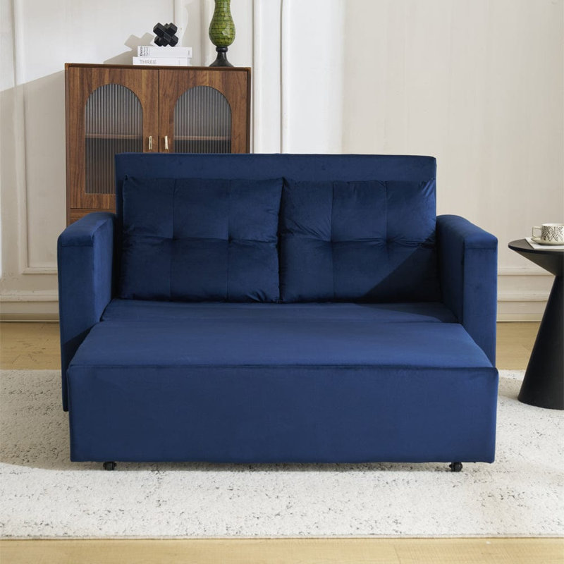 Ainur 2 Seater Sofa Bed, Blue Velvet