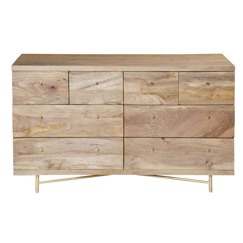 Miser Solid Wood 117cm W 8 - Drawer Chest of Drawers, Natural
