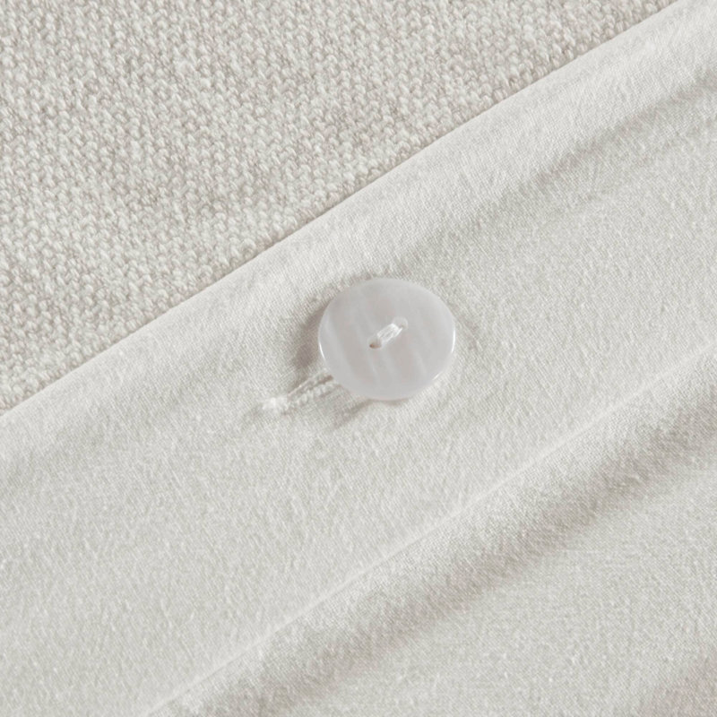 Ensemble de housse de couette moderne 3 pièces en chenille mélangée de coton, blanc/gris, grand lit/queen