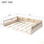 Lit plateforme en bois avec garde-corps et coussin