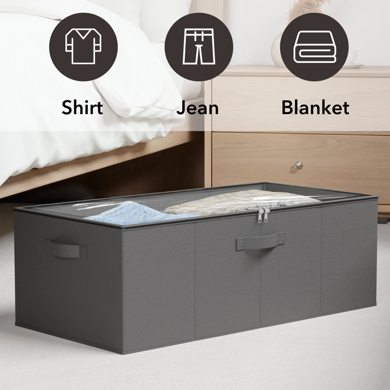 4 Pack 10" High Under Bed Storage Containers, Large Organizer Bins with Lids for Bedroom, Closet, Dorm and Blanket Storage