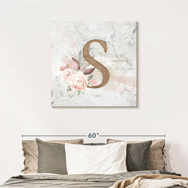 " Floral Letter S " Print, 36" H x 36" W x 1.25" D