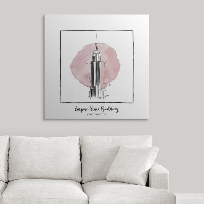 « empire state building-brushstroke édifices », impression, H 35 po x l 35 po x P 1,5 po, Toile