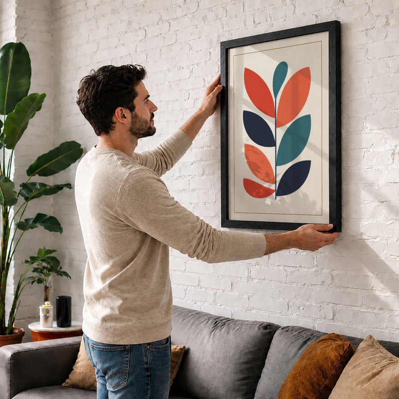 Teal Leaf Ascendant Botanical - Print, Unframed, A4 - 29.7 x 21.0 cm