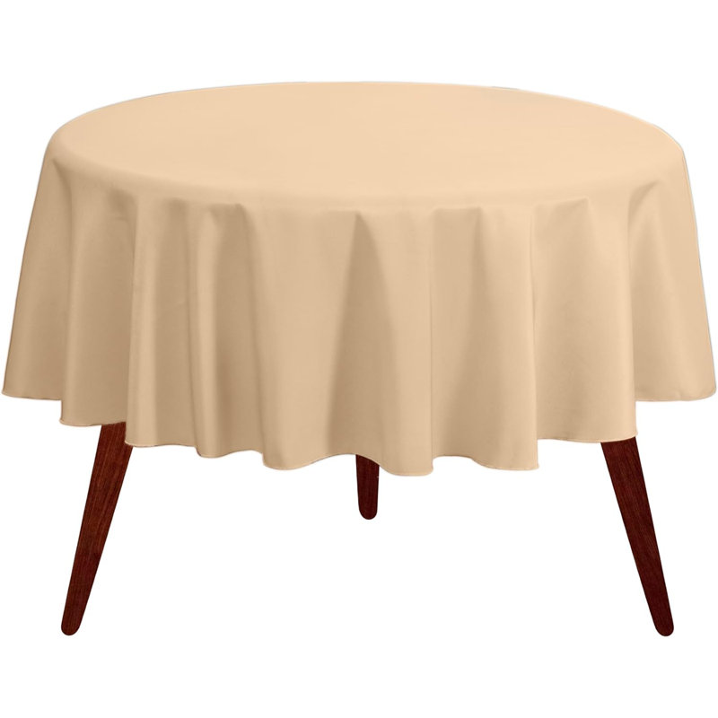 Ambee Round No Pattern Polyester Tablecloth, 70" Round, Beige
