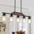Dining Room Light Fixture Over Table Above Farmhouse Kitchen Island Lighting, Rustic Rectangular Linear Chandelier Pendant 5-light Ceiling Hanging With Shade For Bar Restaurant