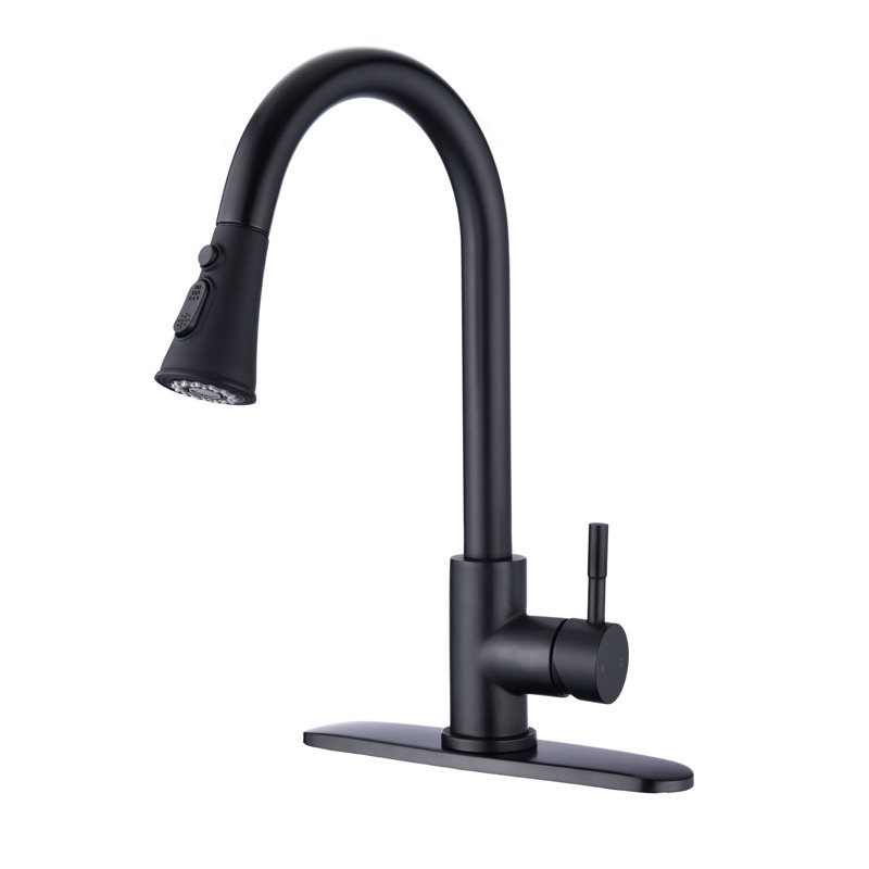 Robinet de cuisine rétractable à poignée simple avec accessoires