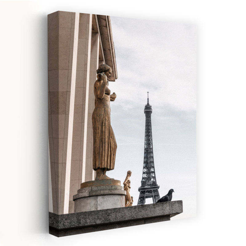 «Eiffel Tower Statues Classic Abstract Bird Architecture City», reproduction d'art murale, H 48 po x l 32 po
