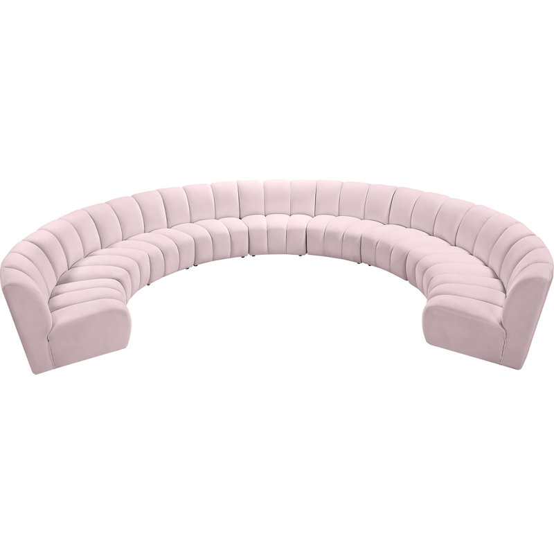 Canapé modulaire en velours Infinity, Velours rose, 9 pièces