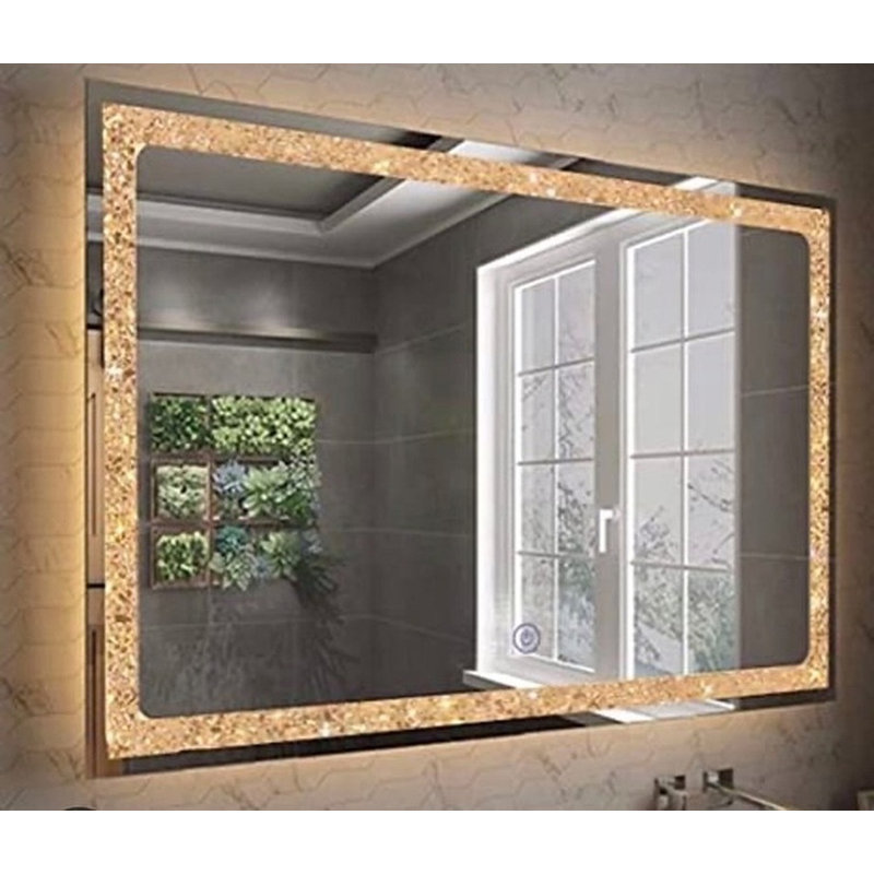 Asyana Sparkling Rectangular LED Mirror with Adjustable Light Temp & Smart Memory, 34" x 24"