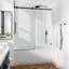 Porte de douche fixe et coulissante 78 po x 76 po, quincaillerie de tube carré, porte de douche en verre transparent, verre trempé de 3/8 po (10 mm), acier inoxydable, noir mat