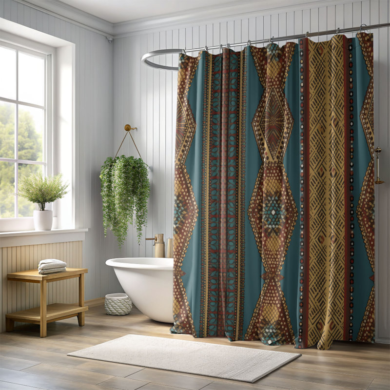 Rideau de douche Boho Zigzag - Premium, H 74 po x l 71 po