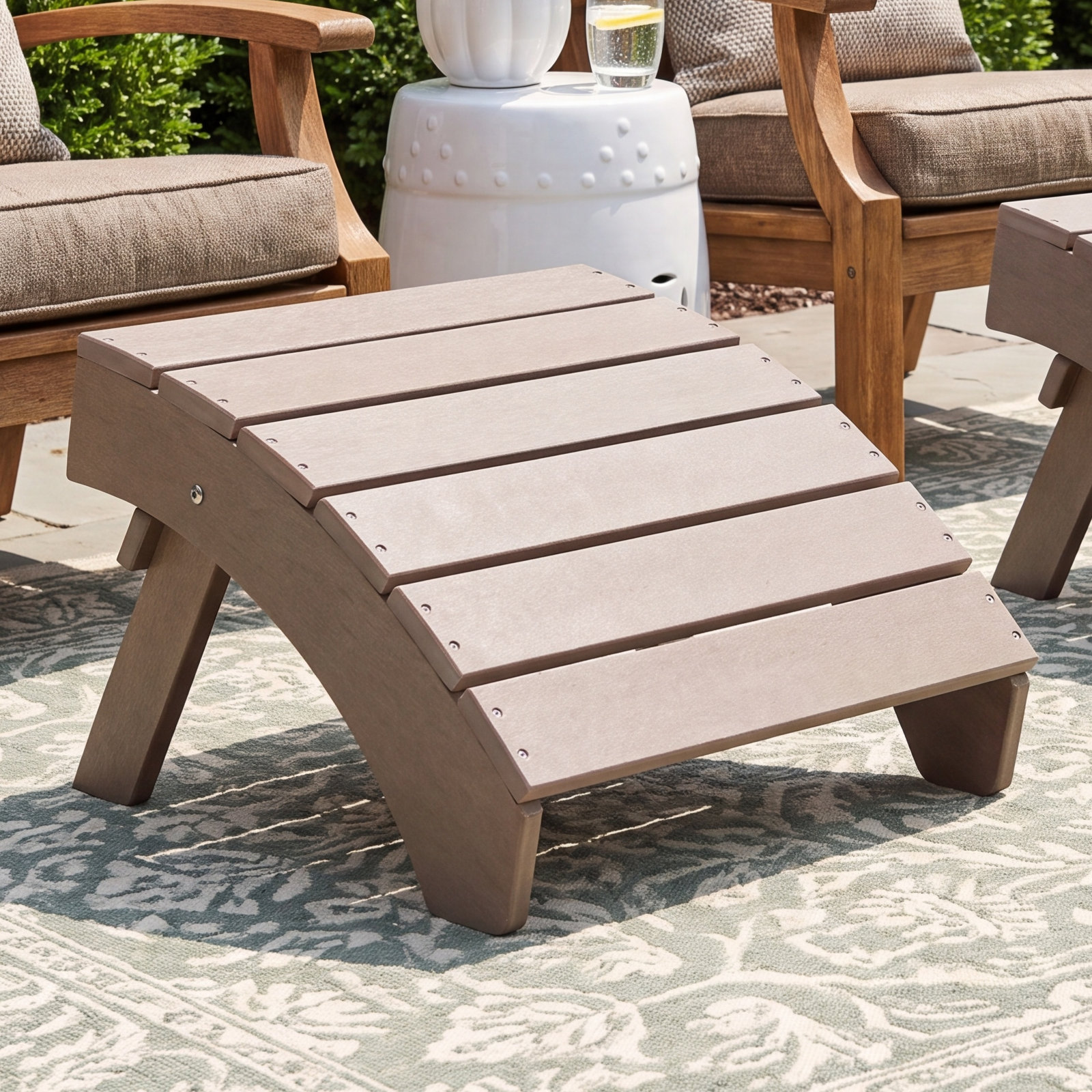Emory Patio Footstool, Grayish Brown