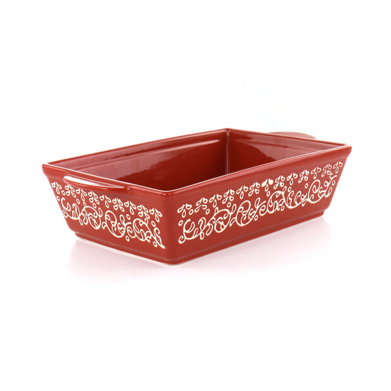 2 Piece Stoneware Baker Set in Red and Mint