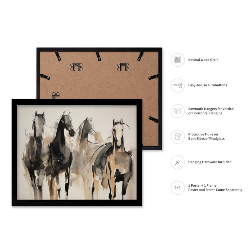 Croquis de cheval n ° 2, Black Framed, Poster, 16"H x 20"W