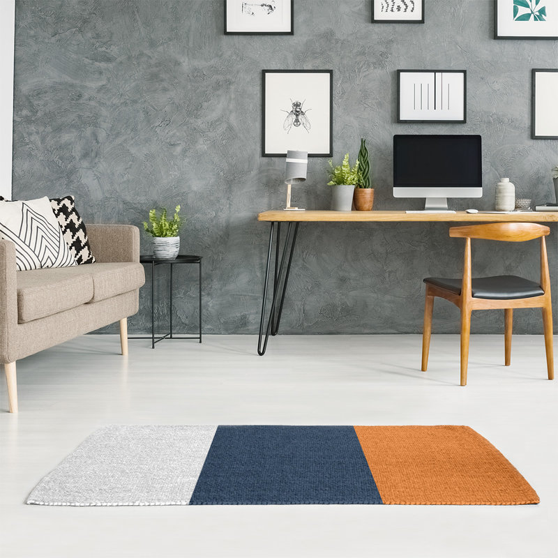 Tapis bleu/orange area, Rectangle 5 pi x 7 pi