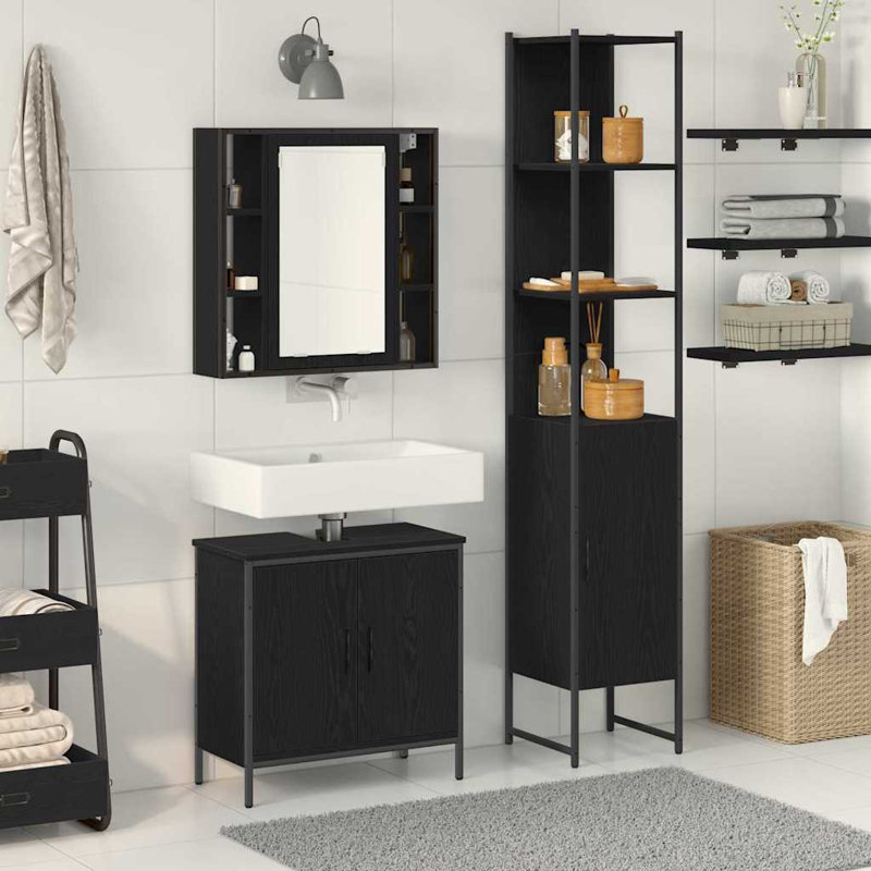 Bathroom Vanity Units 33 X 33 X 185.5 Cm Engineered Wood, Black