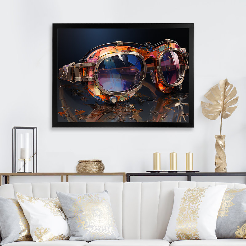 Futuriste élégance lunettes de soleil I - art mural Chanel, Cadre d'angle fermé noir, H 30 po x l 40 po x P 1,5 po