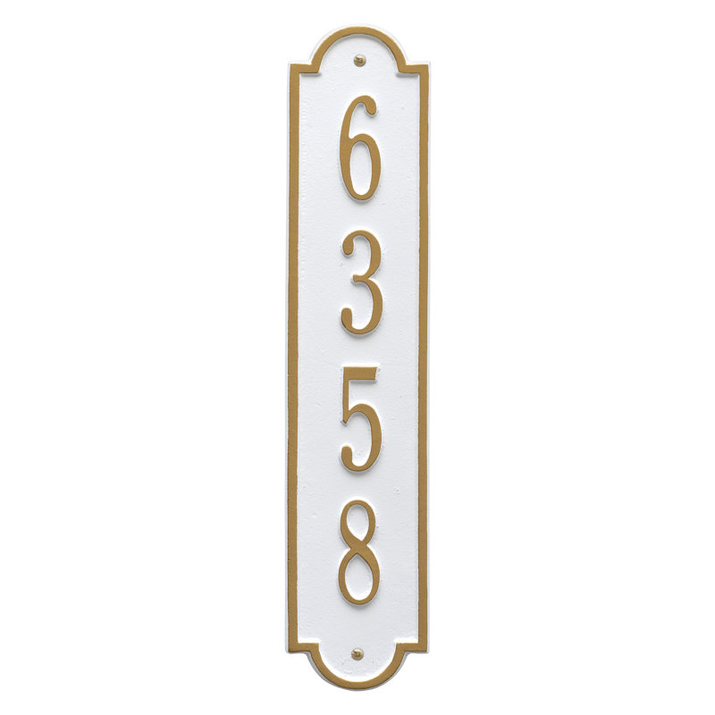Richmond 1-Line Wall Address Plaque, White/Gold, Yes
