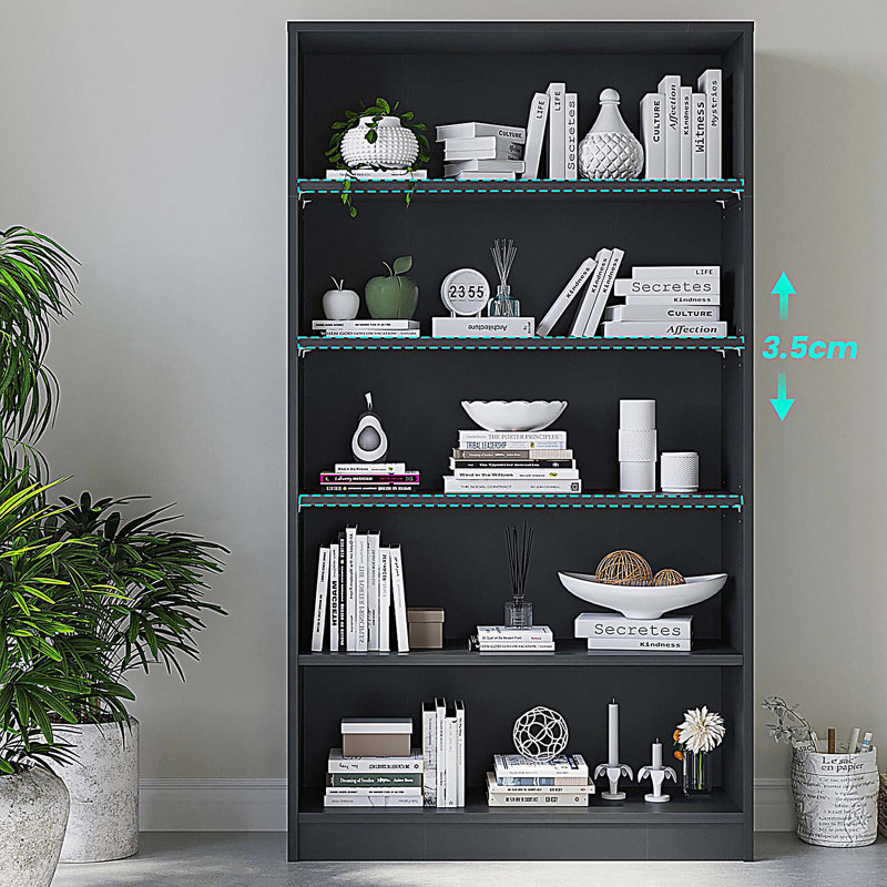Bibliothèque 5 niveaux, (5 tablettes) H 59,8 po x l 33 po x P 11,6 po, Black