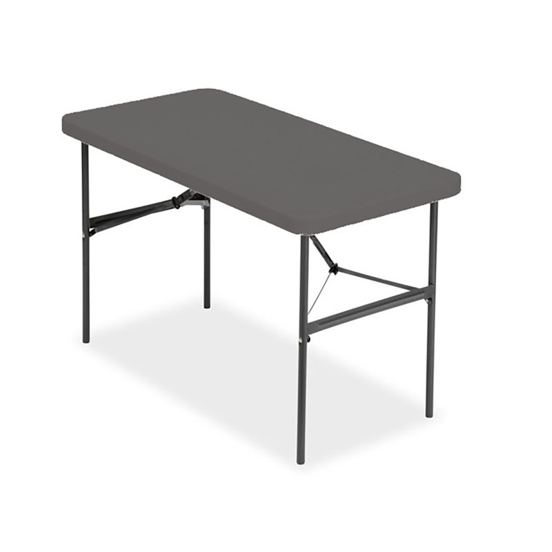 Charcoal Polyethylene 48" Folding Table with Steel Legs