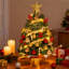 Petit arbre de Noël avec 30 lumières DEL Petit arbre de Noël pré-éclairé avec boîtes-cadeaux et ornements suspendus pour la décoration de Noël