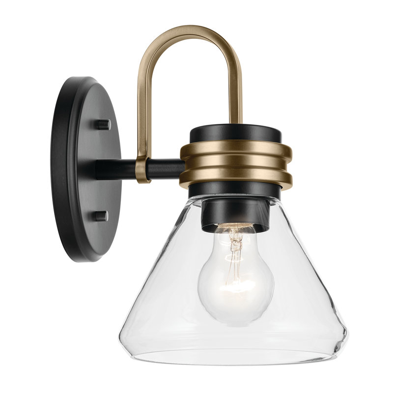 9.5" 1-Light Wall Sconce with Clear Glass, Satin Black