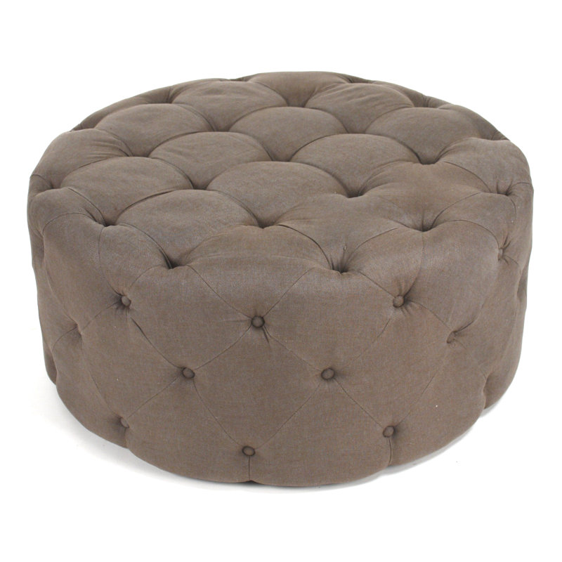 Round Ottoman, Gray