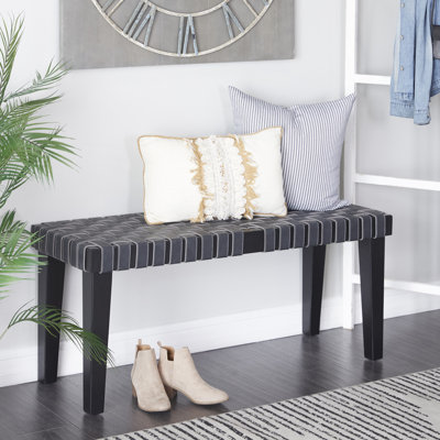 Markus Brown Wood Woven Bench