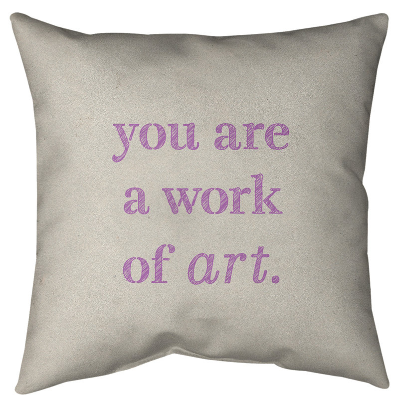 Oreiller de plancher Work of Art, Blanc/violet, 28 po x 28 po