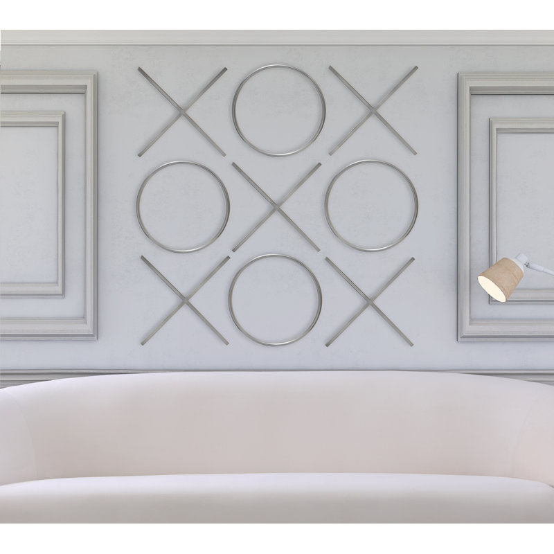 Modern Metal Wall Decor, 14" H x 14" W x 1" D, Chrome