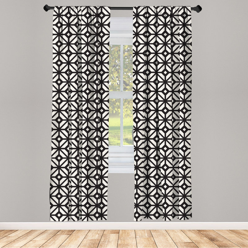 Geometric Semi-Sheer Rod Pocket Sliding Panel, 28" x 95"