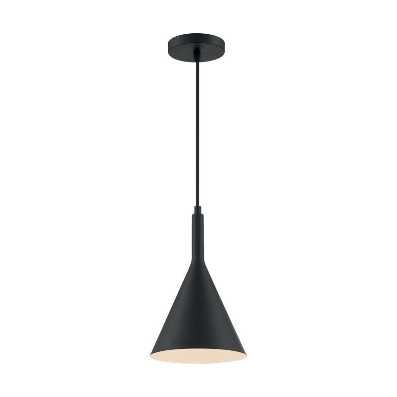 Luminaire suspendu conique à 1 lumière Laroche, H 15,29 po x l 12 po x P 12 po, Noir mat