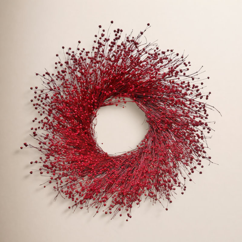 Handcrafted Twig Flax Wreath, 26" W x 26" H x 6" D