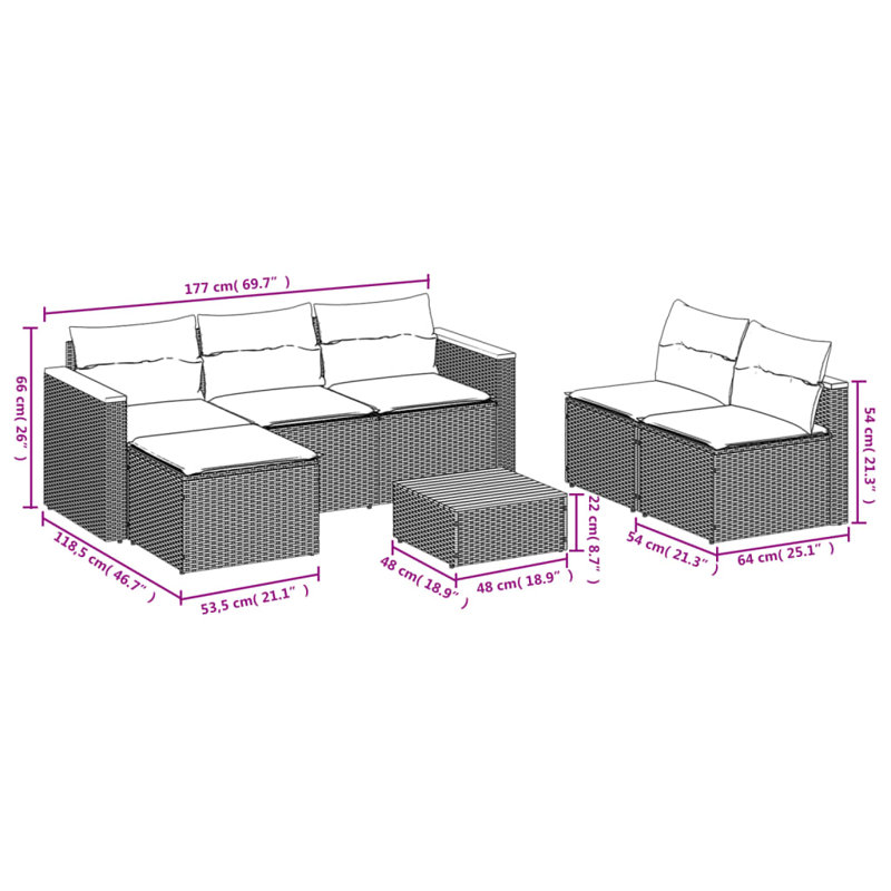  Garden Sofa Set Grey And Brown, Dark Gray Cushion/Gray Frame