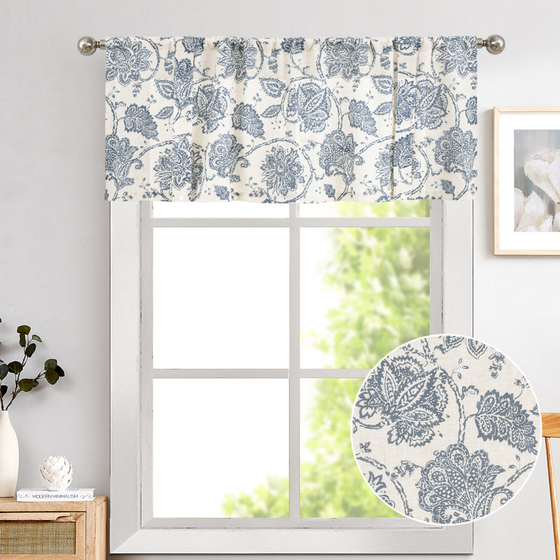 Chappory Floral Window Valance, Blue, 50" W x 20" L