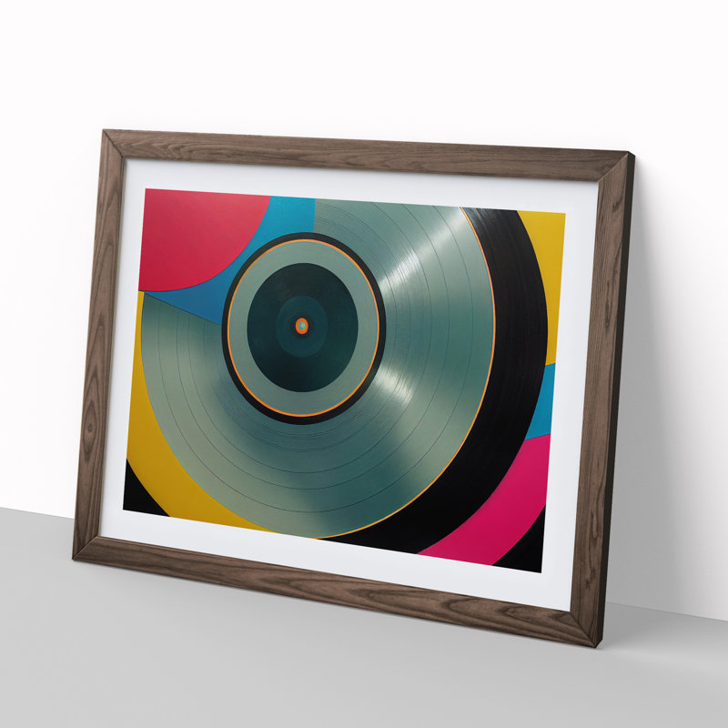 Magical Vinyl Record Abstract - Single Picture Frame Print, 25cm H x 34cm W x 2cm D, Walnut