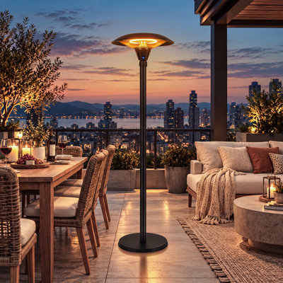1500W Freestanding Electric Patio Heater With Remote, Touch Control