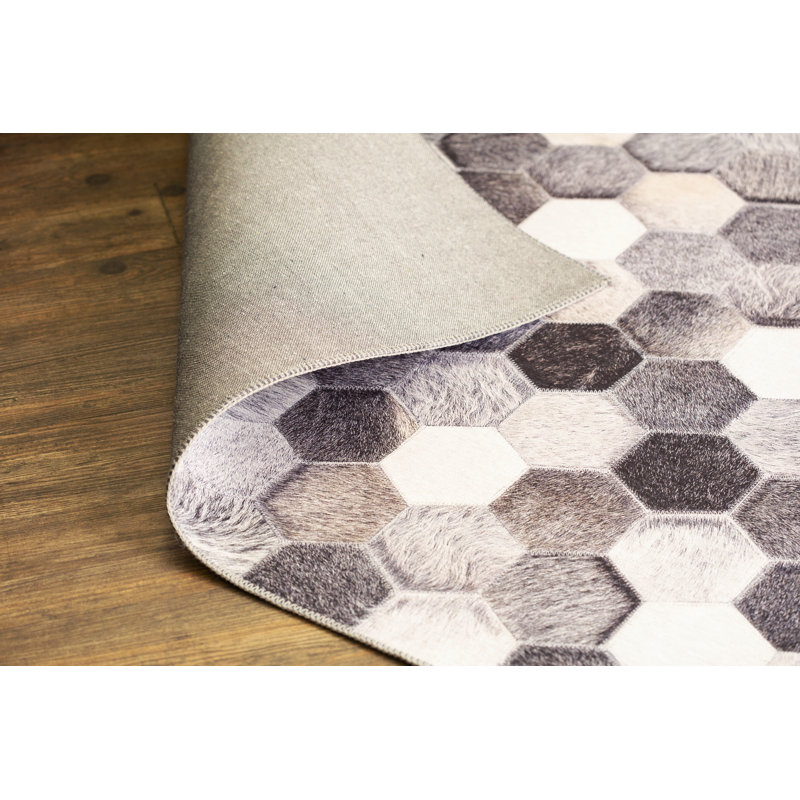 Tapis géométrique gris / beige Iain, Rectangle 5 pi x 7 pi