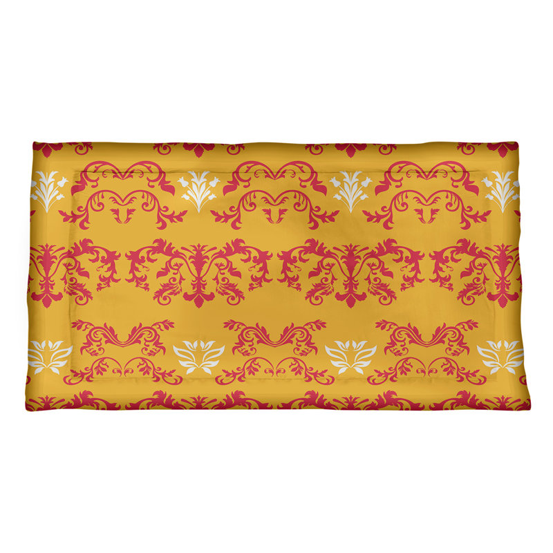 Football Baroque Pattern Pillow Sham, Standard, Yellow/Red/White, Polyester