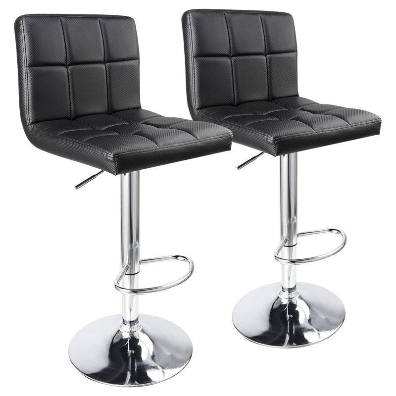 Ludmil Swivel Adjustable Height 32.5" Bar Stool, 2, Black 2
